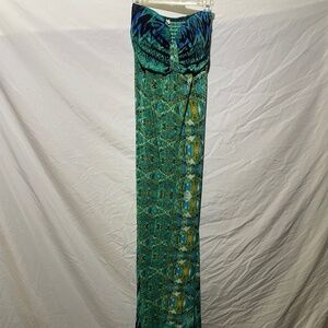 Green & Blue Strapless Dress